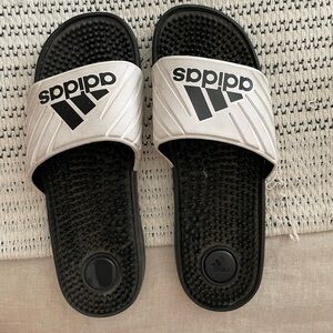 Adidas Black & White Slide Sandals Size 8